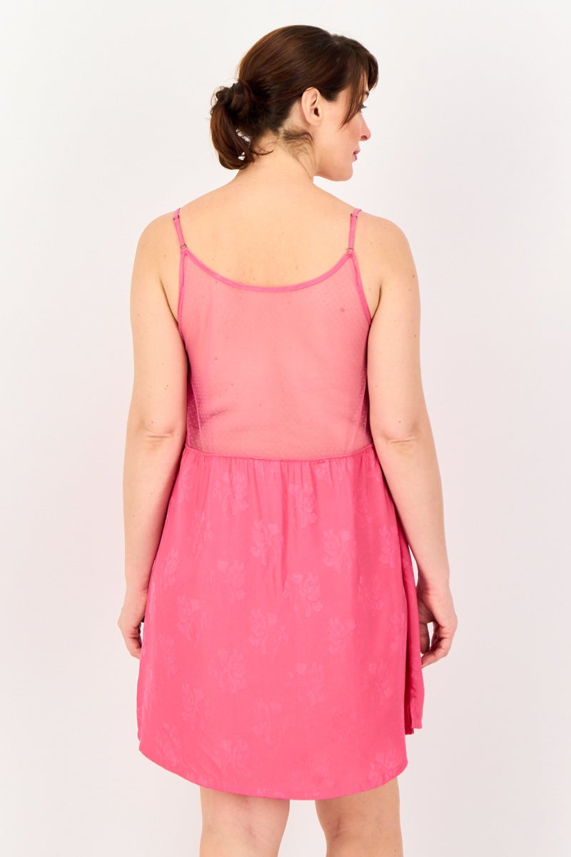 zivame Women Textured Sleeveless Sleeping Dress, Pink - Image 3